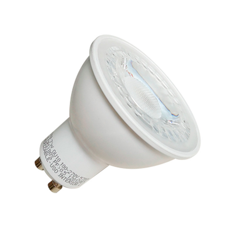 Bombillo LED SMD GU10 DIMERIZABLE TRIAC (POR FASE) 7W 3000K Luz cálida.