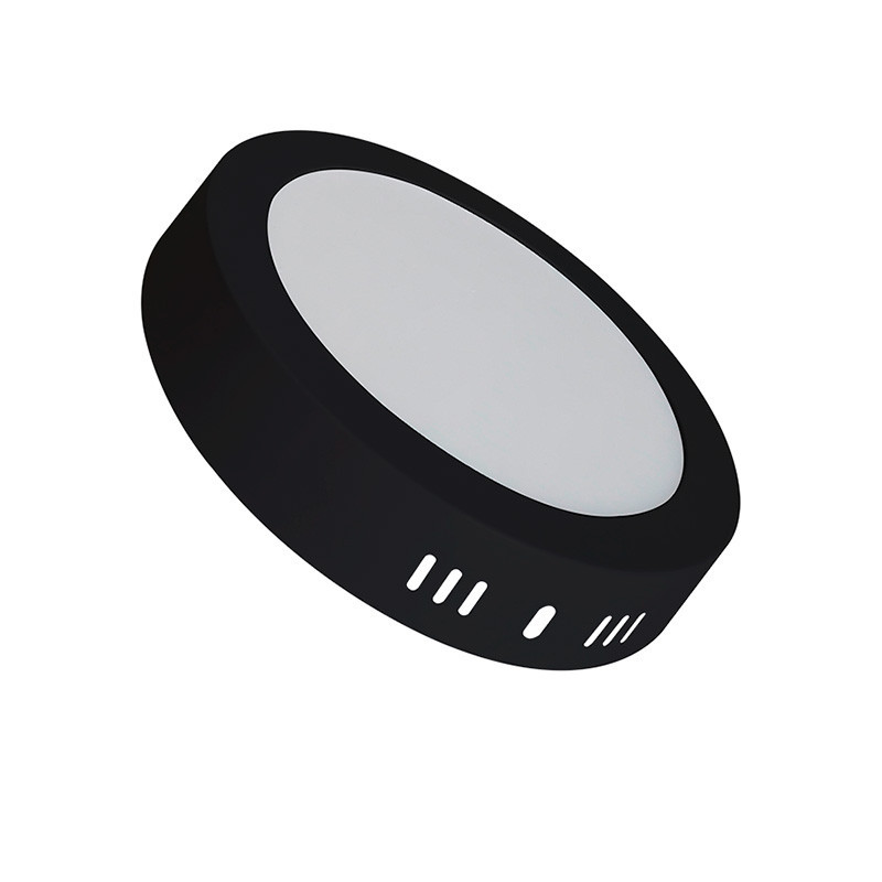 Panel LED SMD redondo de sobreponer negro 18W 3000K Luz cálida. Panel LED SMD redondo de sobreponer negro 18W 3000K Luz cálida.