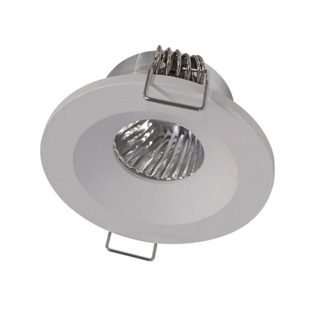 Luminaria LED COB tipo downlight semi recesada redonda 3W 3000°K Luz cálida.