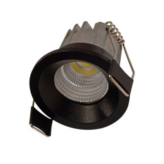 Luminaria LED tipo downlight redonda negro 5W 3000°K Luz cálida.