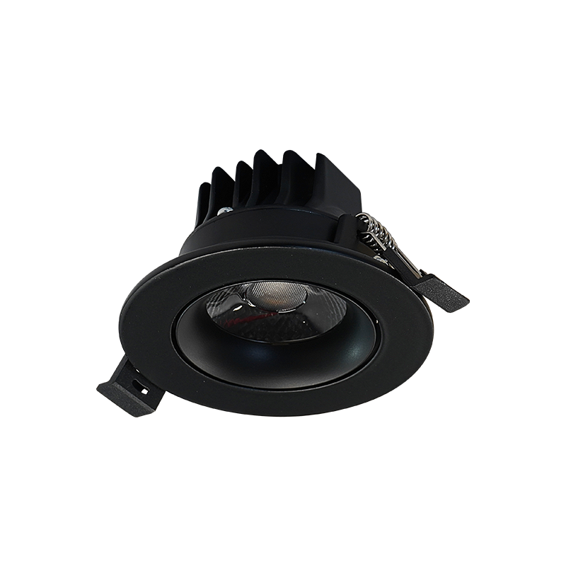 Ojo de buey LED COB redondo negro 7W Luz cálida.