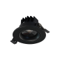 Ojo de buey LED COB redondo negro 7W Luz cálida.