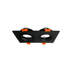 Cardan doble rectangular GU10 Negro (Sin bombilla).