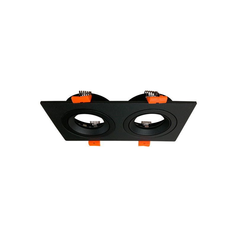 Cardan doble rectangular GU10 Negro (Sin bombilla). Cardan doble rectangular GU10 Negro (Sin bombilla).