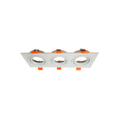 Cardan triple rectangular GU10 Blanco (Sin bombilla).