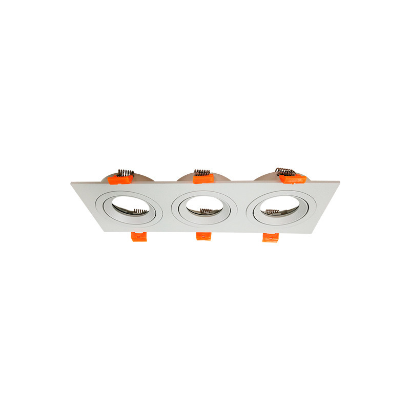 Cardan triple rectangular GU10 Blanco (Sin bombilla). Cardan triple rectangular GU10 Blanco (Sin bombilla).