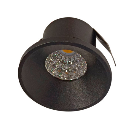 Ojo de Buey LED redondo negro 3W 3000K Luz cálida.