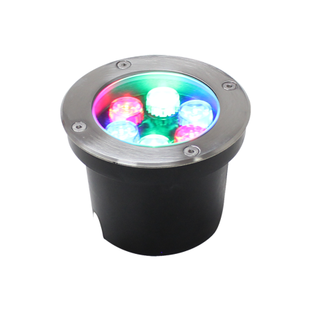 Luminaria LED tipo bala redonda 1W RGB.