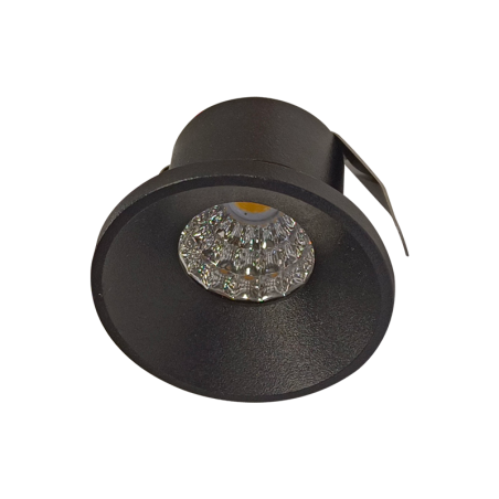 Luminaria LED COB redondo 3W Luz cálida color negro