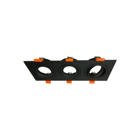 Cardan triple rectangular GU10 Negro (Sin bombilla).