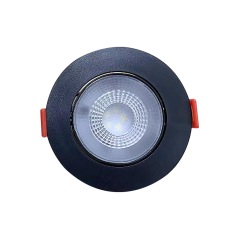 Ojo de buey LED redondo negro 5W Luz cálida.