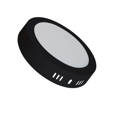 PANEL LED SMD REDODNDO DE SOBREPONER NEGRO 12W 4000K Luz cálida.