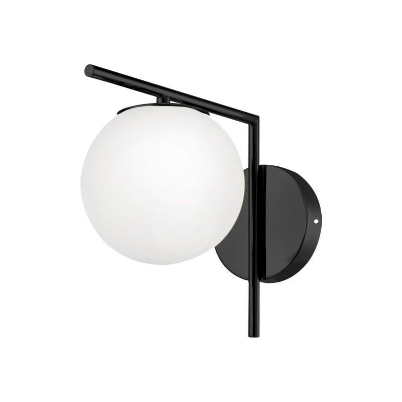 Lámpara Aplique de pared E27 Negro Mate  + Vidrio Blanco