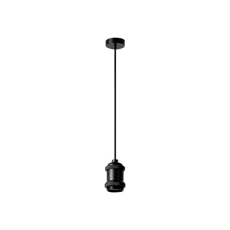 Portalámpara para bombillo LED base E27 Negro.