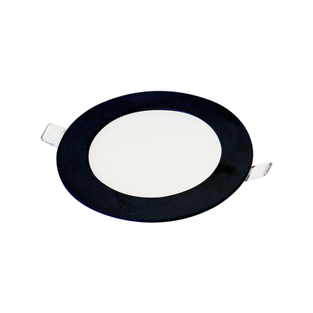Panel LED SMD redondo de incrustar negro 6W 6000°K Luz día.