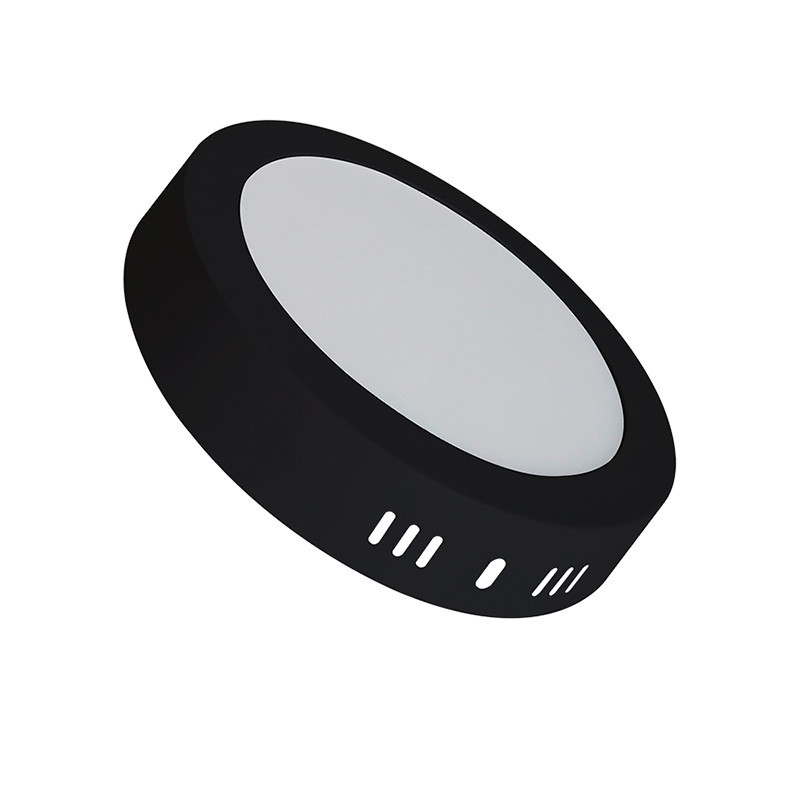 Panel LED SMD Redondo de sobreponer color negro 12W Luz Neutra.