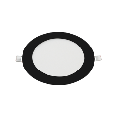 Panel LED SMD redondo de incrustar negro 12W 3000°K Luz cálida.