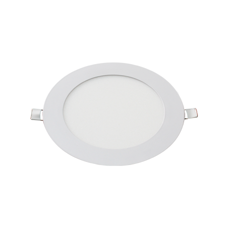 Panel LED SMD redondo de incrustar blanco 12W 3000°K Luz cálida.