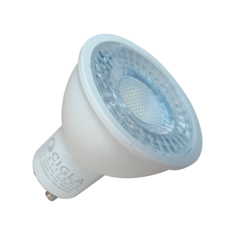 Bombillo LED SMD tipo COB GU10 9W 3000K Luz cálida.