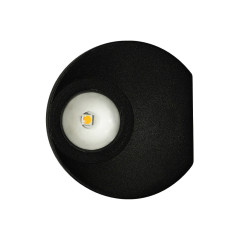 Aplique LED de sobreponer redonda color negra 2W 3000°K Luz cálida.