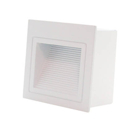 Lámpara aplique pared de incrustar blanco  4,5W 3000°K Luz cálida.