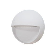 Luminaria LED tipo aplique de pared redonda color blanco mate 3W 3000K Luz cálida.