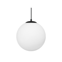 Lámpara colgante color negro + vidrio blanco.